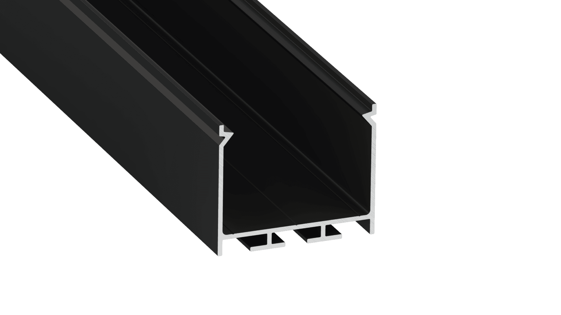 Perfíl Aluminio KIMERA-"NORS" Anodizado Negro con Difusor Opal , Tapones y Clips Sujección 2,02M