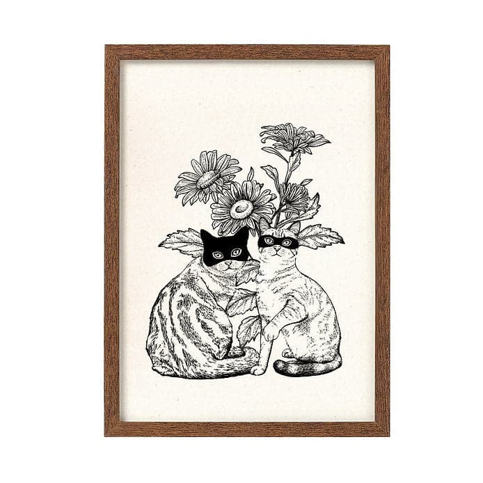 Print Two Cats And Flowers - Laura Agustí