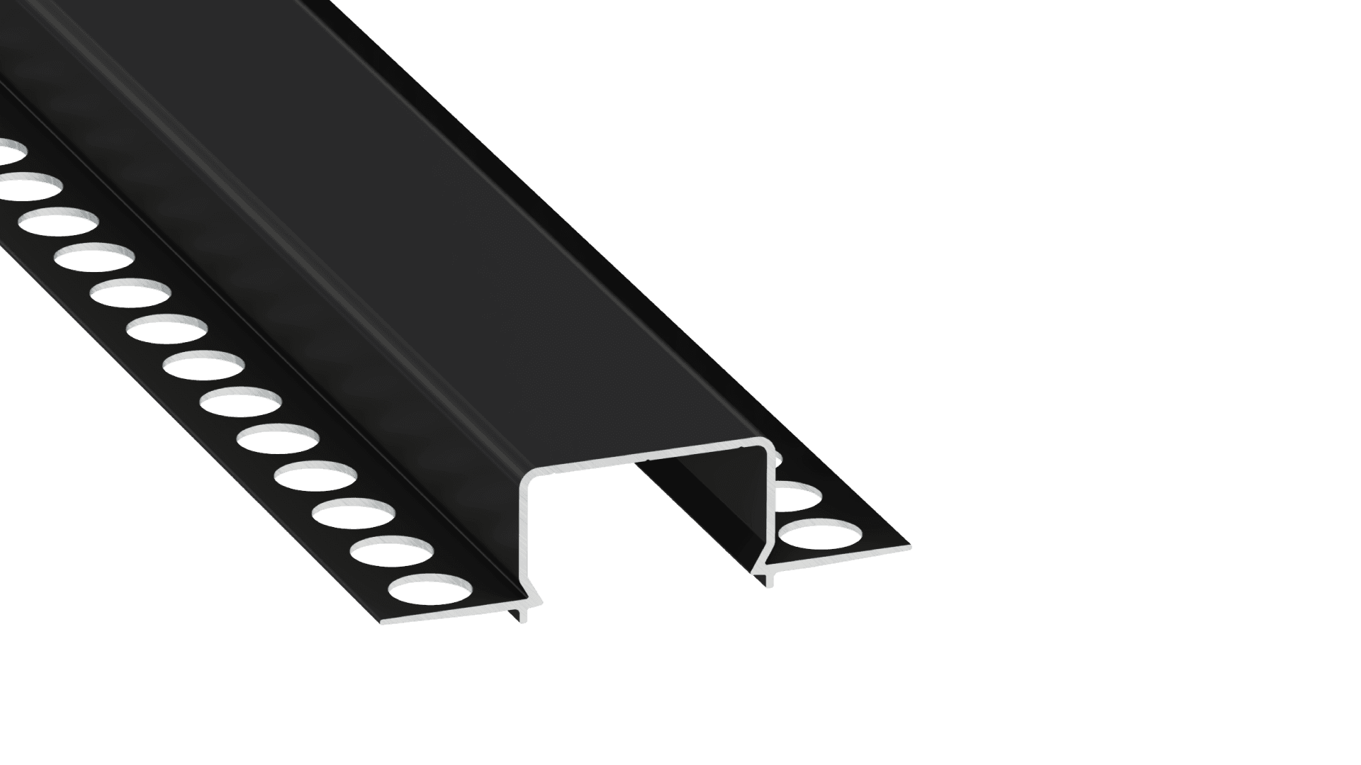 Perfíl Aluminio KIMERA-"HORST" Anodizado Negro con Difusor Opal , Tapones y Clips Sujección 2,02M