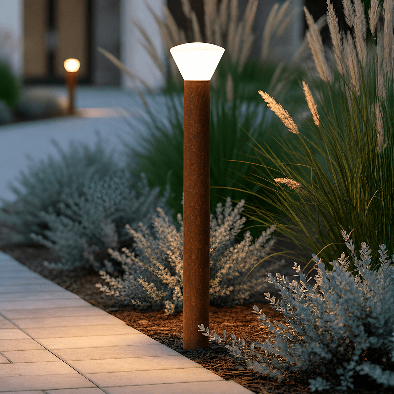Baliza LED Exterior "Digos" 100Cm 5W 220VAC 3000ºK Marron Oxido