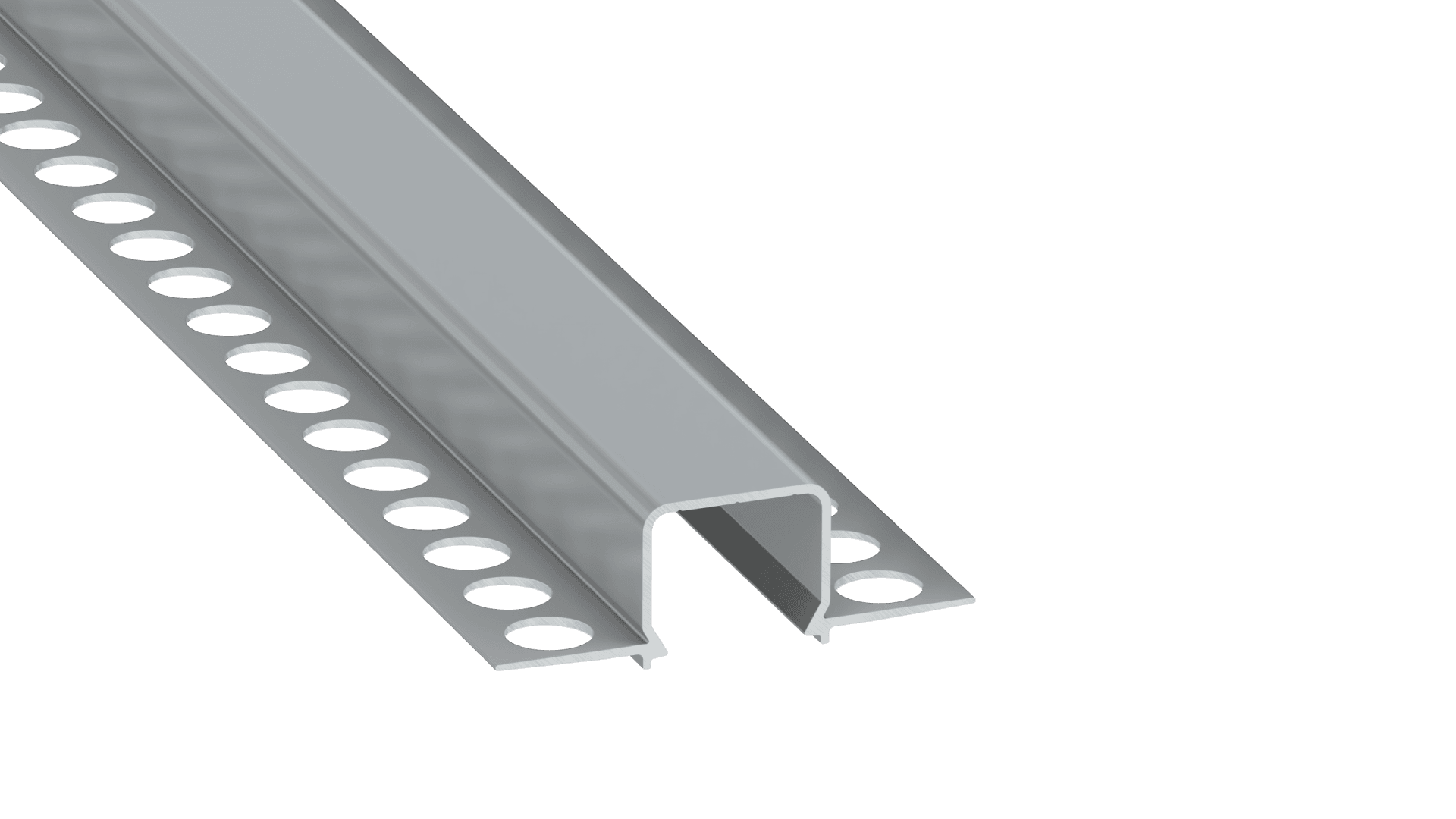 Perfíl Aluminio KIMERA-"MOSSO" Anodizado Plata con Difusor Opal , Tapones y Clips Sujección 2,02M