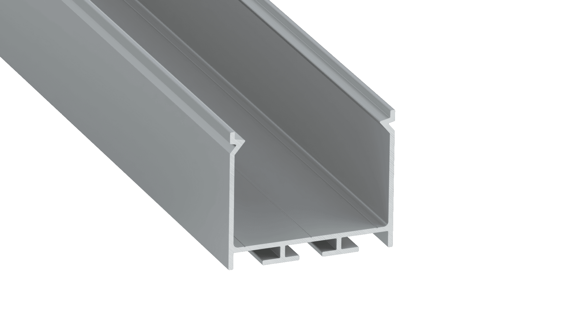 Perfíl Aluminio KIMERA-"NORS" Anodizado Plata con Difusor Opal , Tapones y Clips Sujección 2,02M