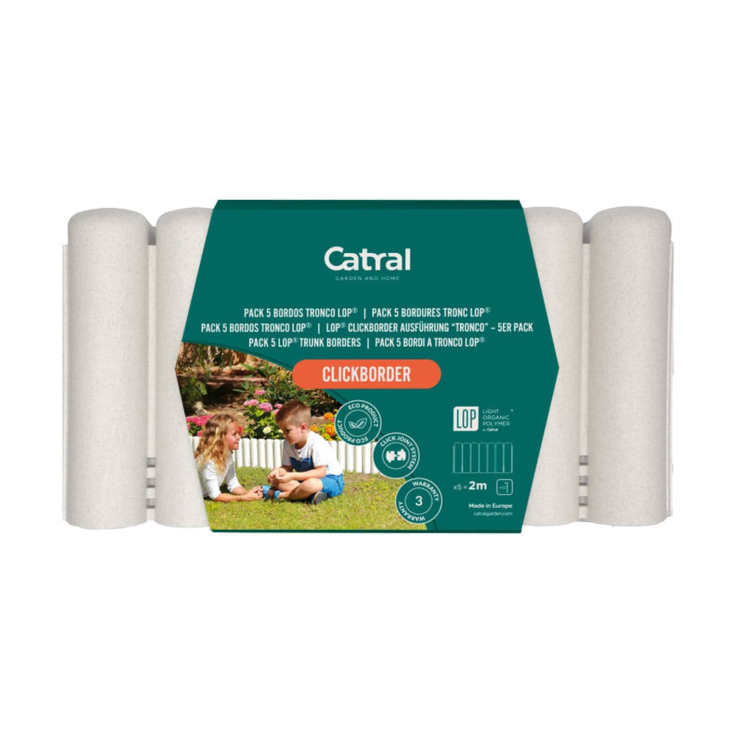 Pack De 5 Bordos Tronco Clickborder Lop Blanco Para Jardín 0,4x0,2 M / Multicolor