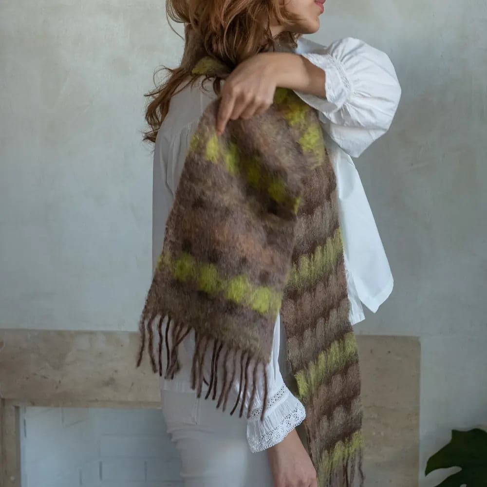 Foulard Cuadros Marrón y Amarillo