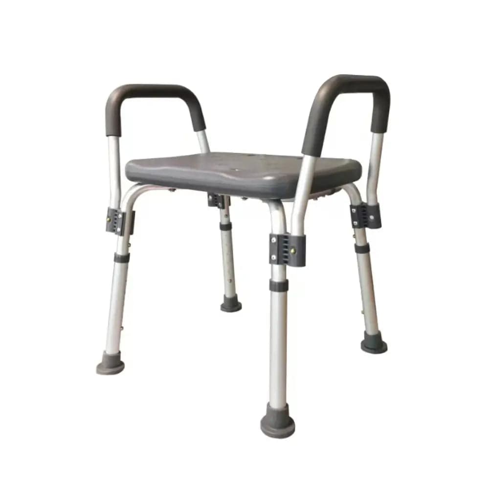 banqueta de ducha regulable con reposabrazos, gris