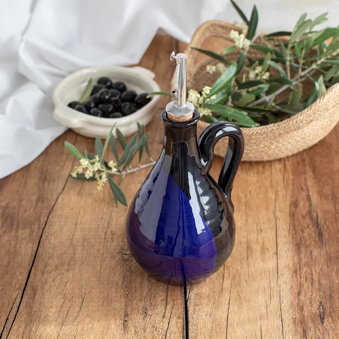 Aceitera Pera con Pitorro Barro Azul