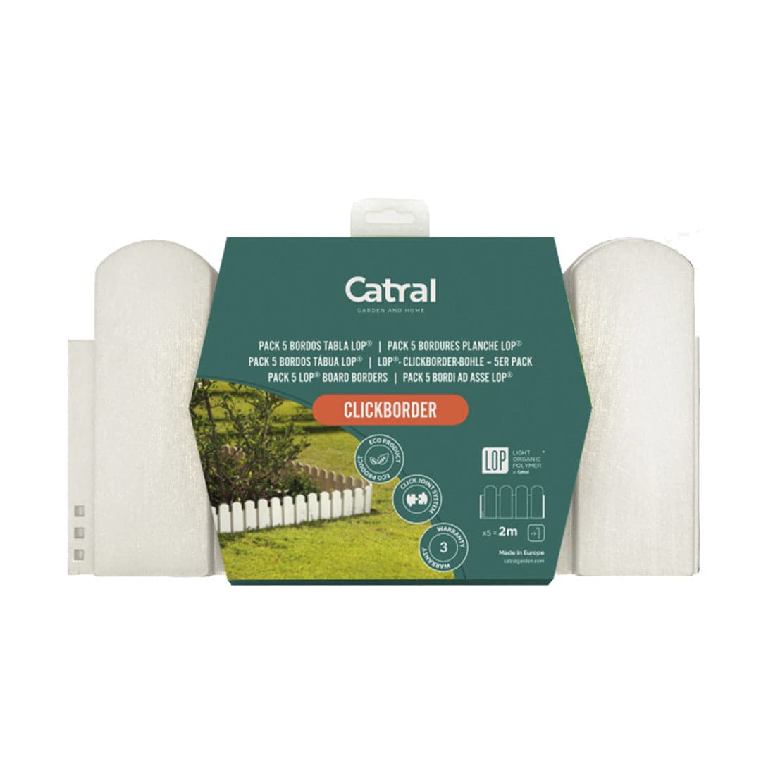 Pack De 5 Bordos Tabla Clickborder Lop Blanco - Ideal Para Decorar Jardines 0,4x0,2 M / Multicolor