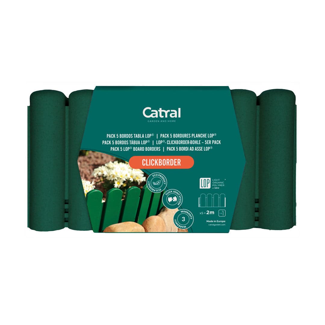 Pack De 5 Bordos Tronco Clickborder Lop Verde - Ideal Para Jardines 0,4x0,2 M / Multicolor