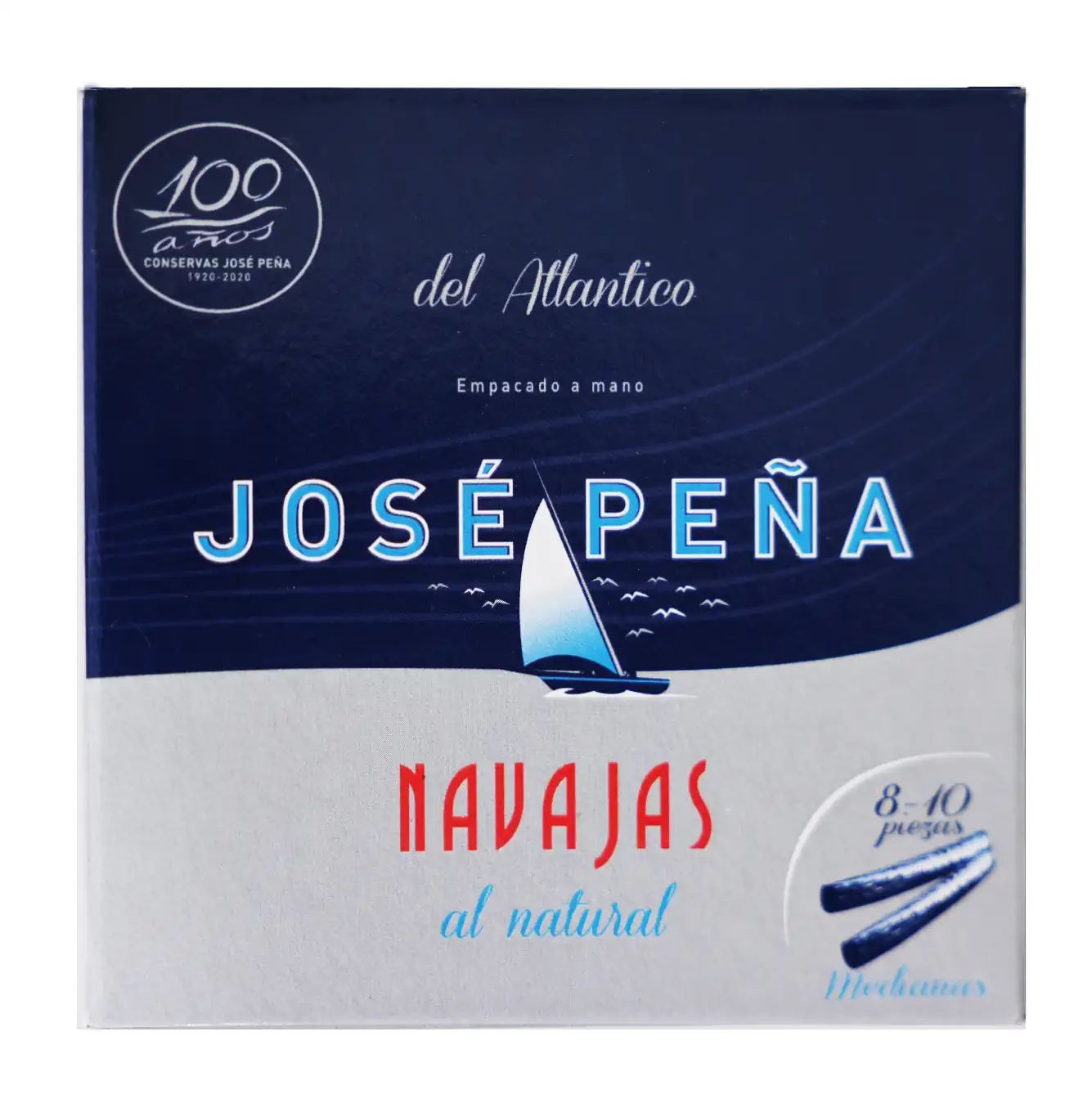 Navajas del Atlantico al natural 8/10 piezas | Lata 120 gr | Tradicion | Jose Peña