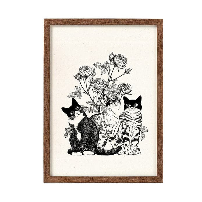 Print Three Cats And Flowers - Laura Agustí