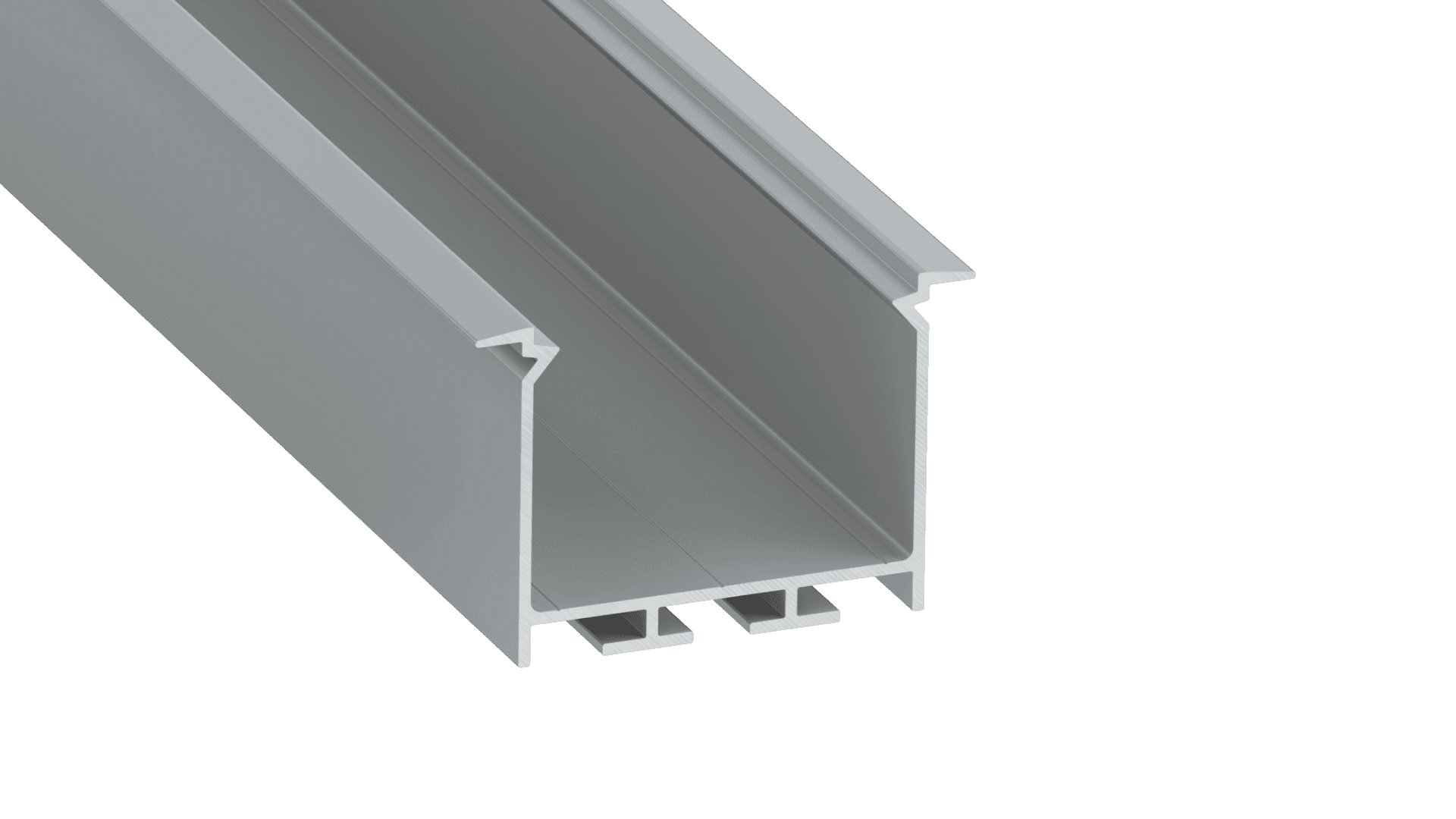 Perfíl Aluminio KIMERA-"HEDE" Anodizado Plata con Difusor Opal , Tapones y Clips Sujección 2,02M