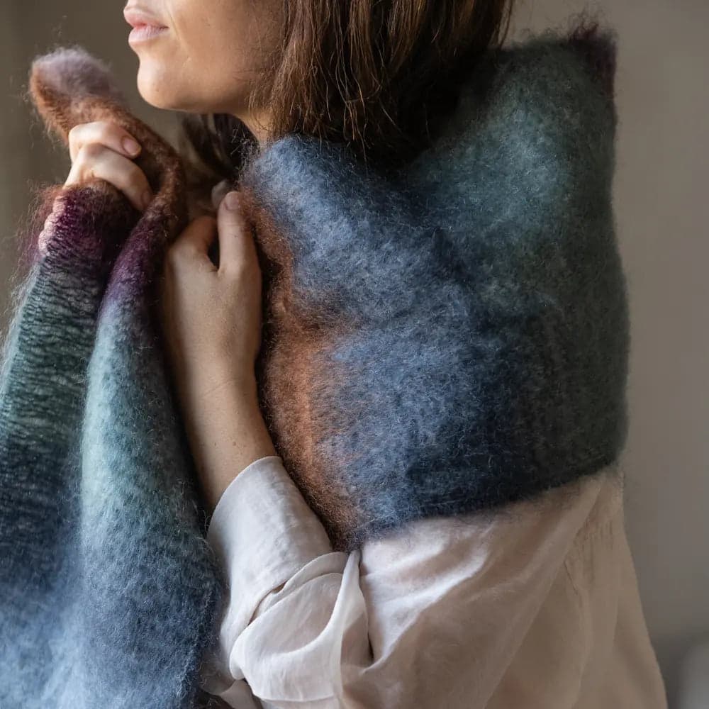 Foulard Franjas Rosa Azul Berenjena