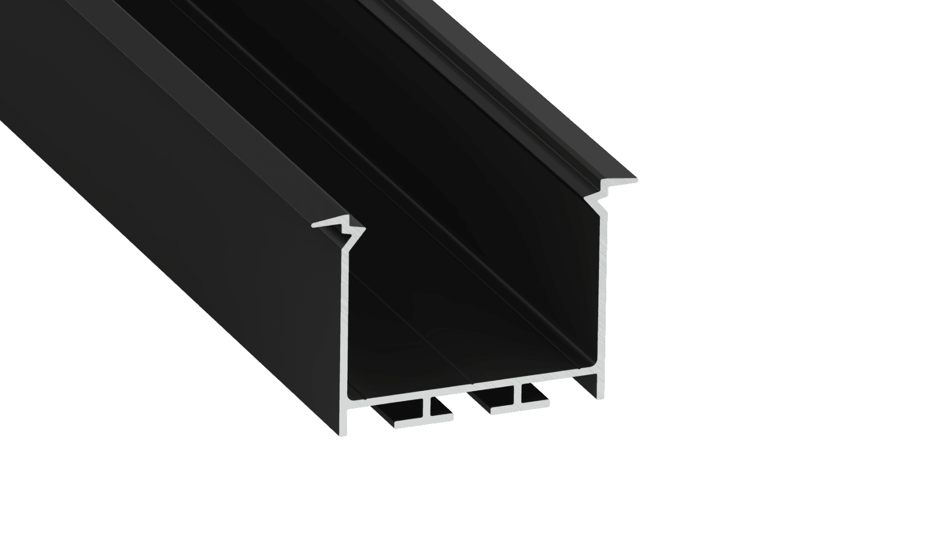 Perfíl Aluminio KIMERA-"HEDE" Anodizado Negro con Difusor Opal , Tapones y Clips Sujección 2,02M