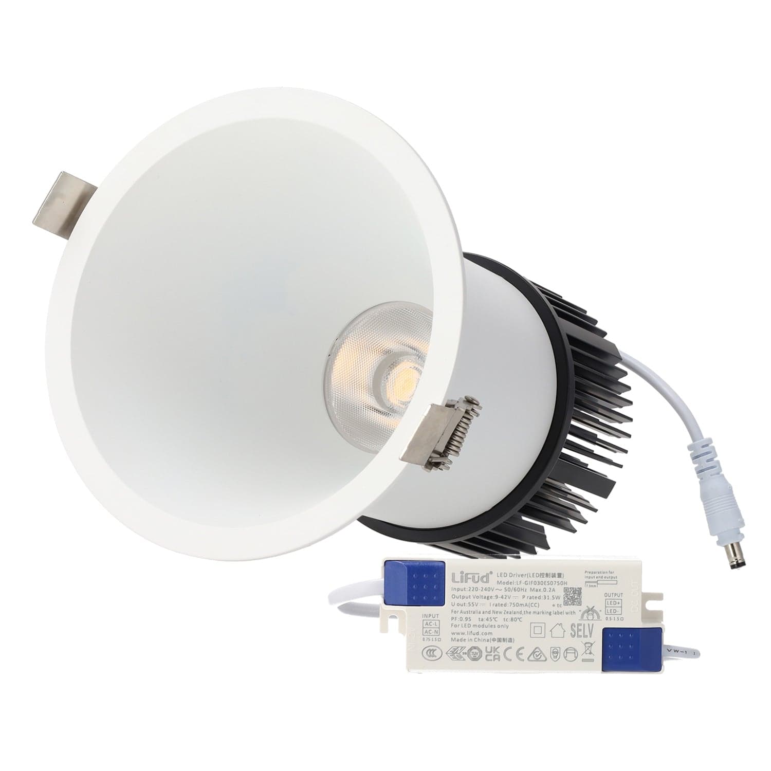 Downlight Empotrable LED 7W 90Lm/W CRI>95 4000ºK Driver Lifud 50.000H Blanco Natural