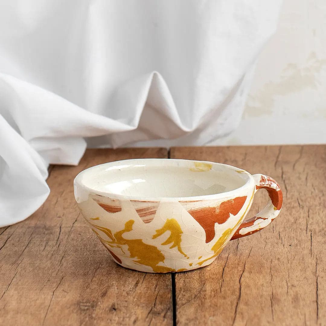 Taza de Café Recta Amarillo y Blanco