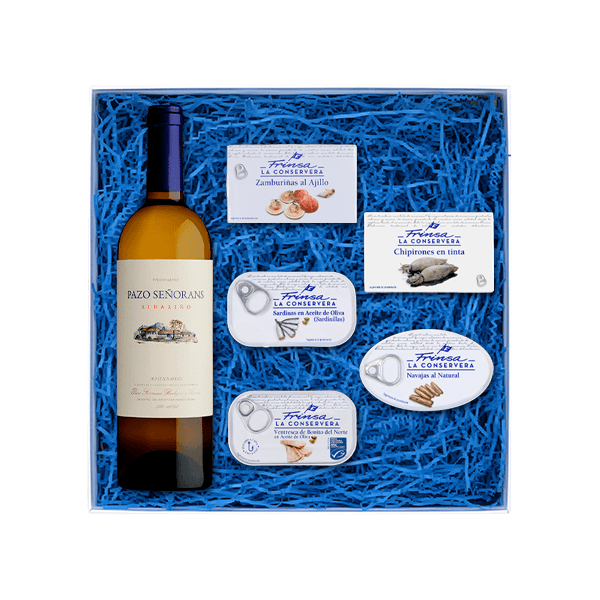 Caja de conservas Frinsa y Albariño Pazo Señorans
