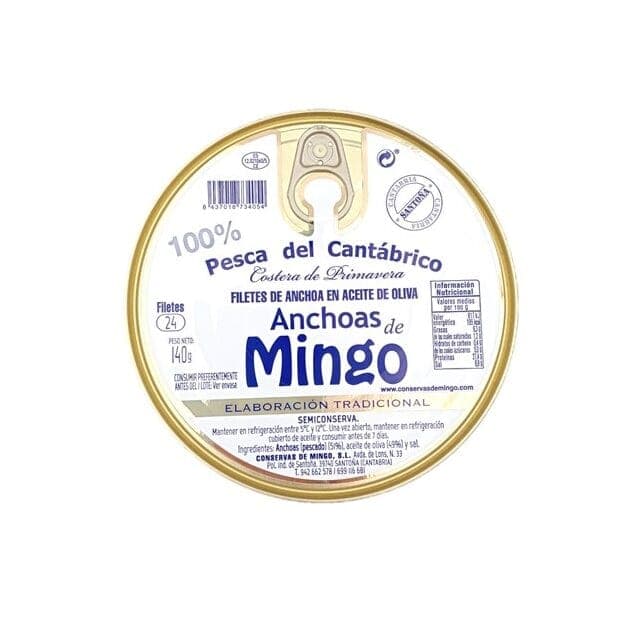 Anchoas de conservas Mingo lata de 24 filetes en aceite de oliva
